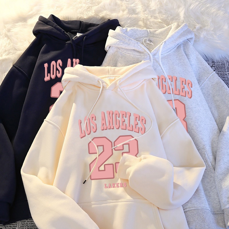 XZHAINV Hoodie lengan panjang cetak angka 23 wanita Korea|Sweater Korea Lengan Panjang/Sweater Wanit