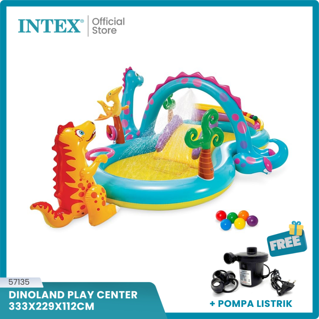 INTEX Kolam Perosotan Main Anak Dinoland Play Center Free Pump 57135