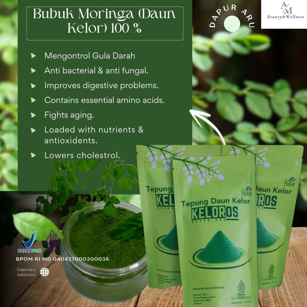 

Moringa Bubuk Tepung 100% Alami Tanpa Campuran Bahan Kimia Mengontrol Gula Darah Menjaga Kesehatan Jantung Membantu Menurunkan Berat Badan 100grm