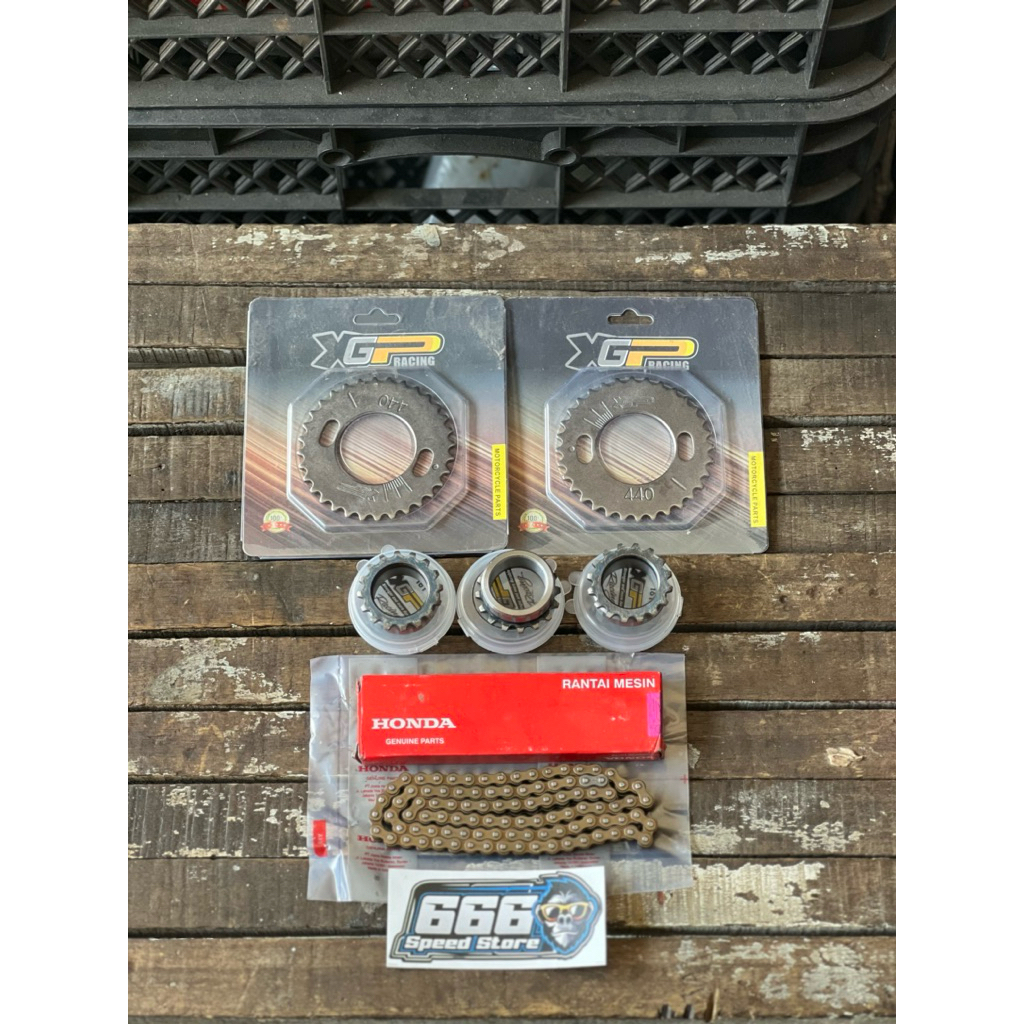 Rantai gear timing sentrik gl pro series set kamprat 25h bulat merk AHM panjang 98 100 102 104