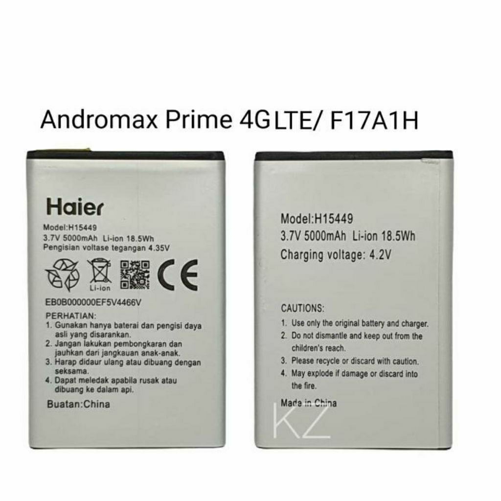 3xpcs Baterai 5000mAh Andromax Prime 4G H15449 Haier 3,7v Li-ion 18.5Wh 4,35V, satu paket isi tiga b