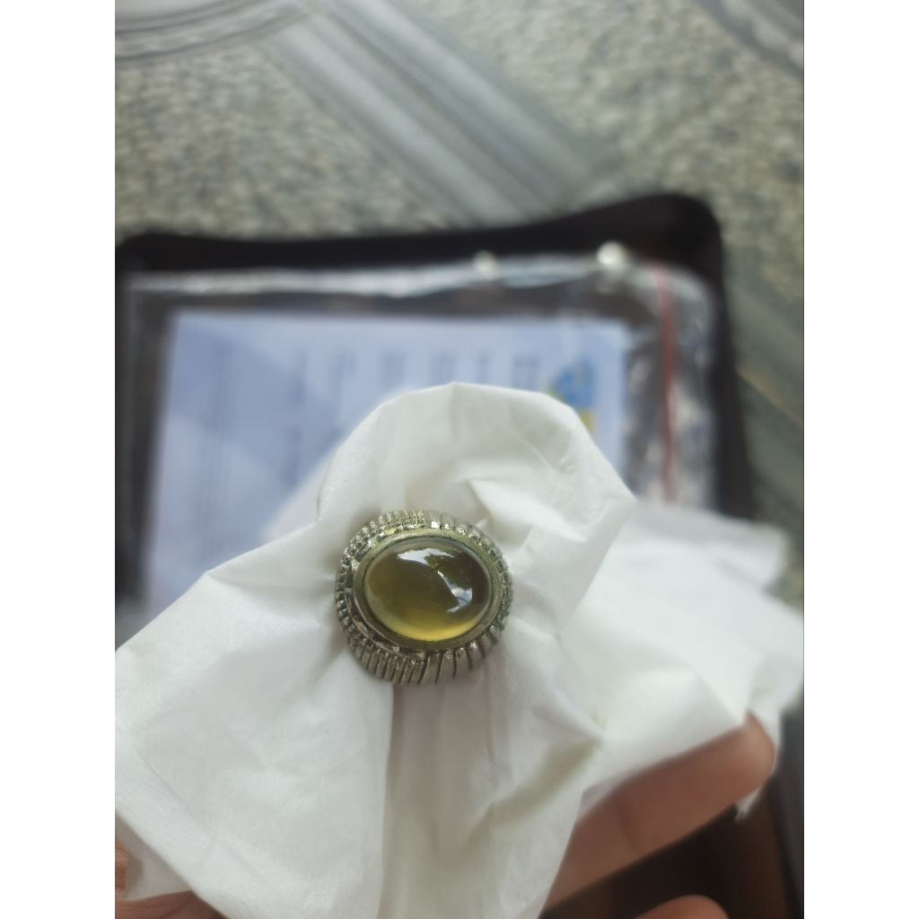 batu akik bio solar change colour kristal giwang ring size 7 siap pakai