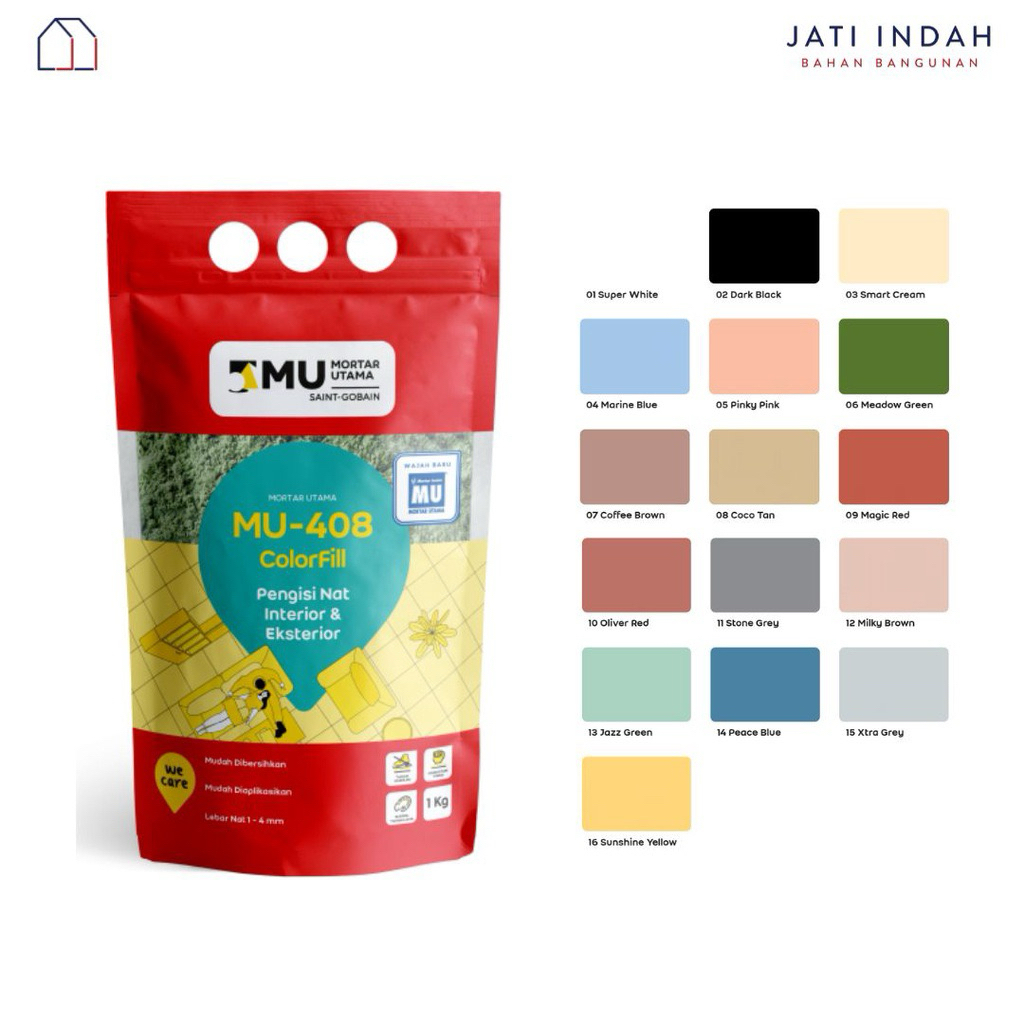 MORTAR UTAMA MU-408 PENGISI NAT KERAMIK STANDART 1KG SEMEN INSTAN DEMPUL
