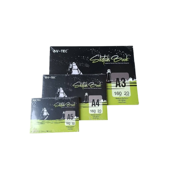 V-TEC SKETCH BOOK A3/A4/A5 160GSM/MEDIUM SURFACE PREMIUM