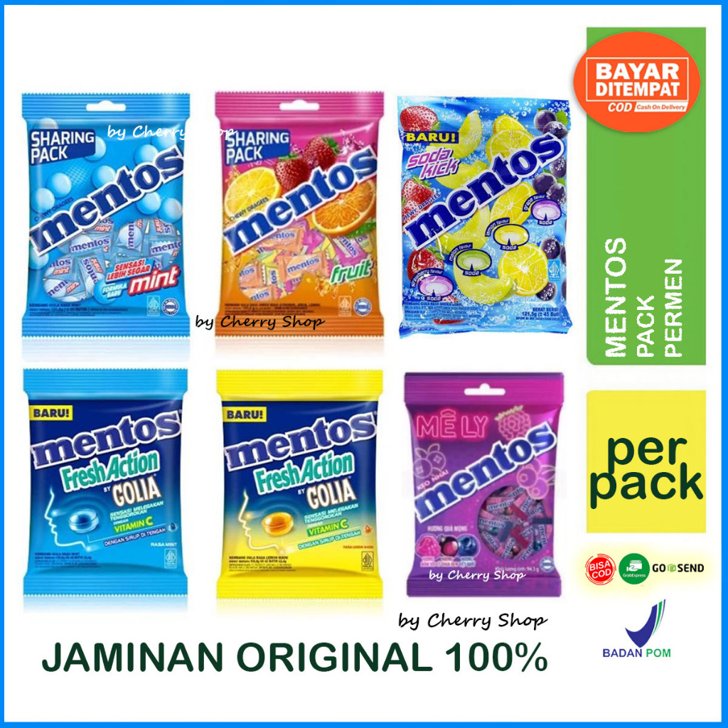

[PER PACK] Permen Mentos Mint | Buah | Golia Isi 50 Butir By Cherry Shop