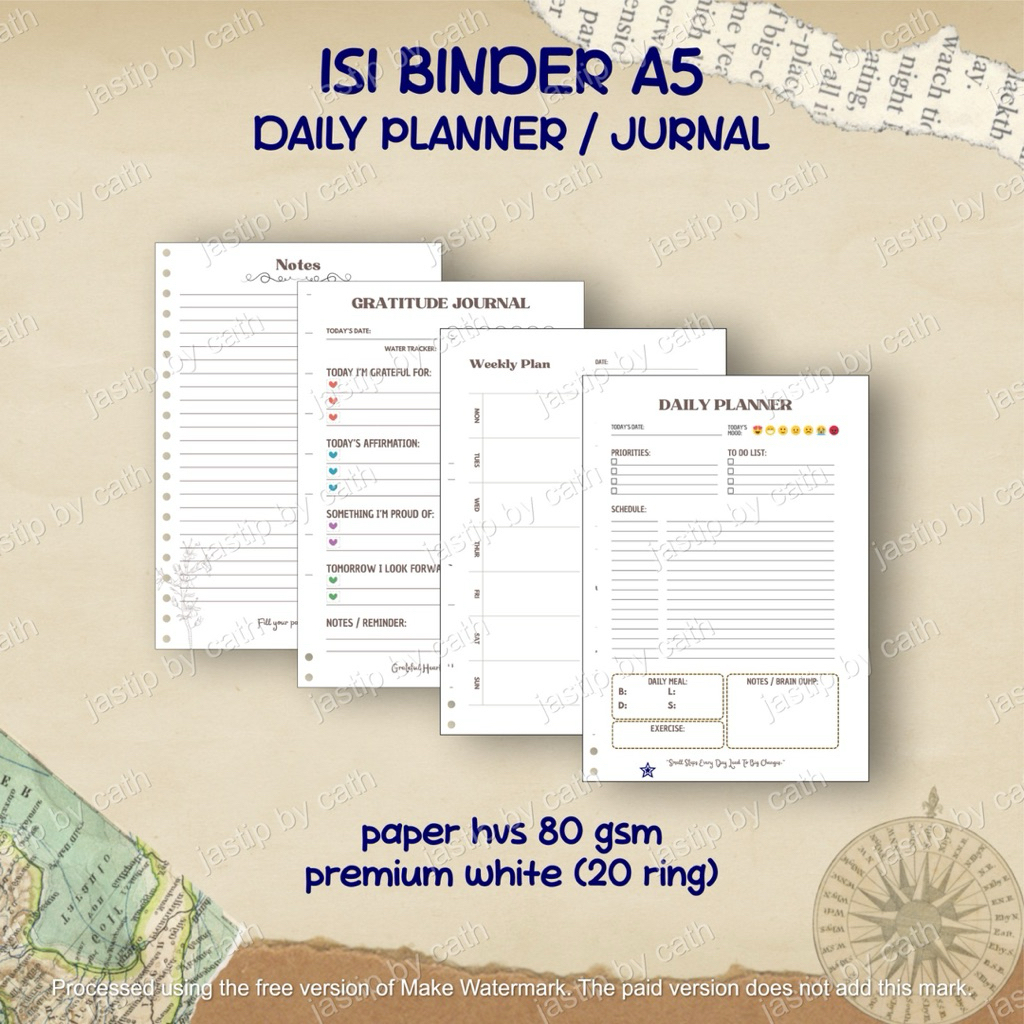 Isi Binder A5 Lucu Estetik | Refill Planner Minimalis | Kertas Journaling / Catatan Harian