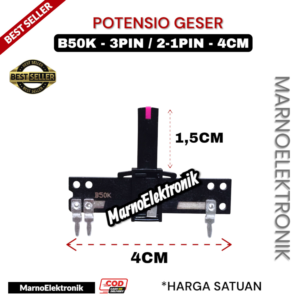 POTENSIO GESER POTENTIO GESER B50K 4CM 3 KAKI 2-1 4 CM ASLI ORIGINAL ORI
