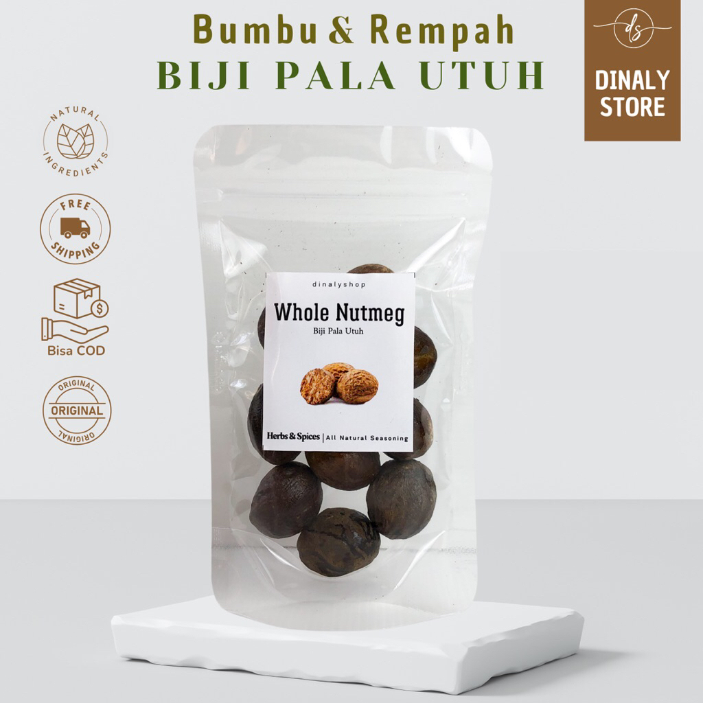 

Biji Pala Kering 100 Gram / Biji Buah Pala Utuh / Nutmeg / Rempah / Bumbu Dapur Murah