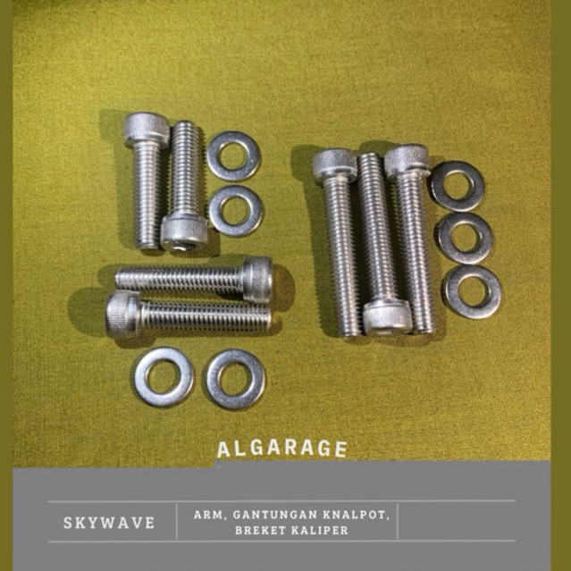 baut stainless skywave gantungan knalpot arm breket kaliper