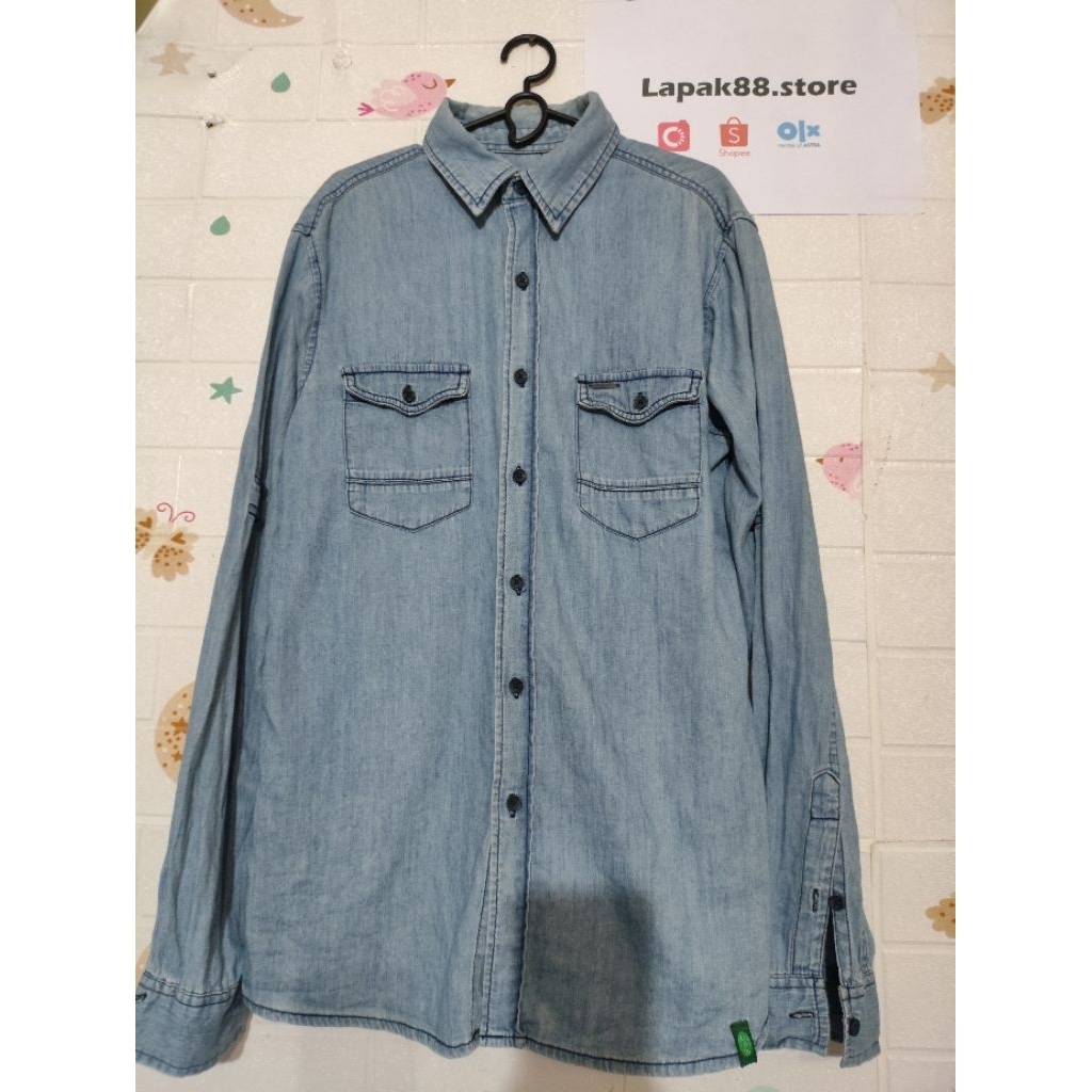 Kemeja Pria Denim Lengan panjang - POINT ONE size S