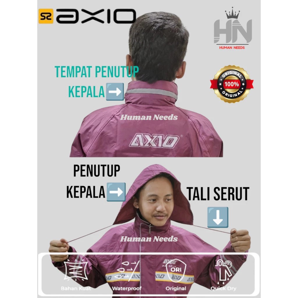 FREE ONGKIR JAS HUJAN AXIO EUROPE PRIA WANITA ORIGINAL MANTEL HUJAN SETELAN AXIO ASLI ORI 100% - JAS