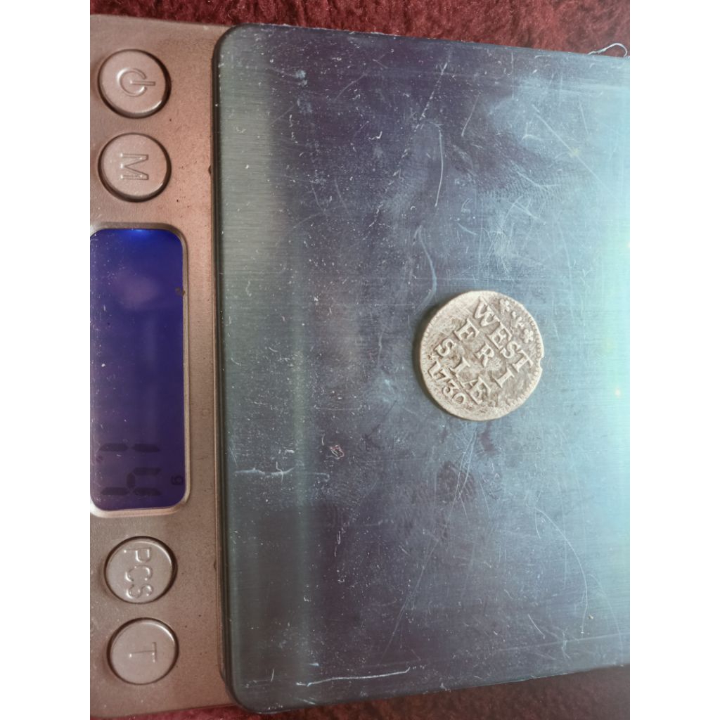 2 stuiver perak west frisiae tahun 1730