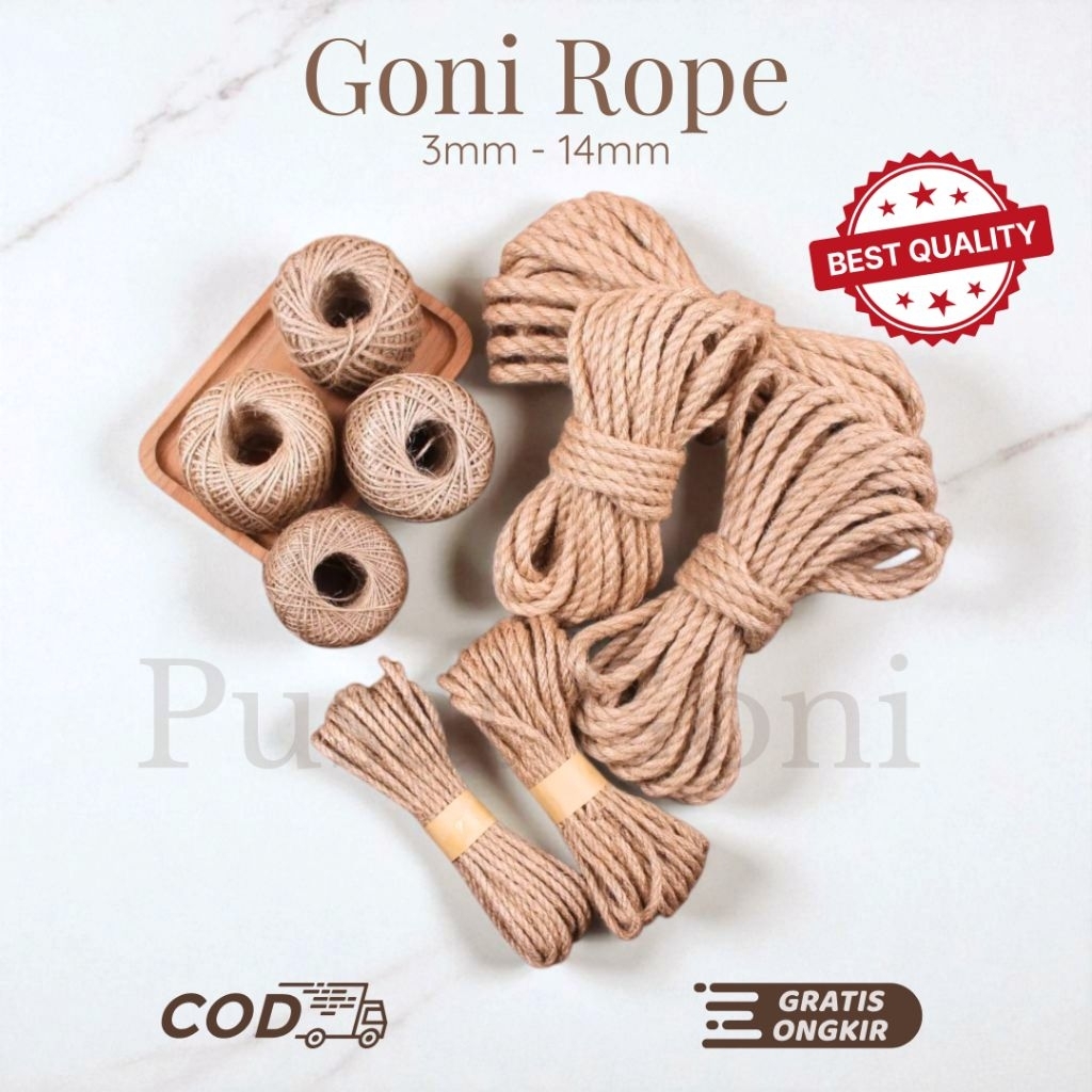 Tali Goni Anyaman Natural | Tali Serbaguna 3mm–14mm | Goni Rope