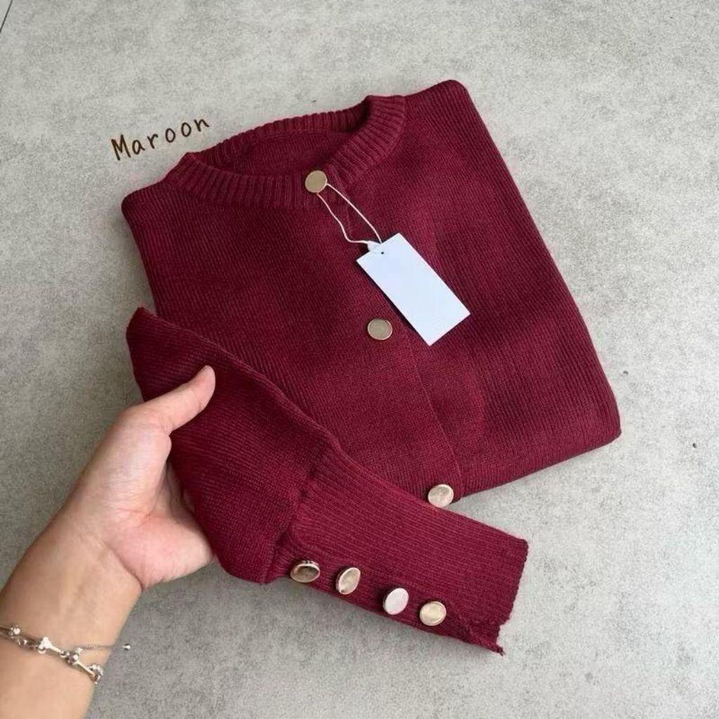 inara rajut cardy kancing rajut tebal bahan premium