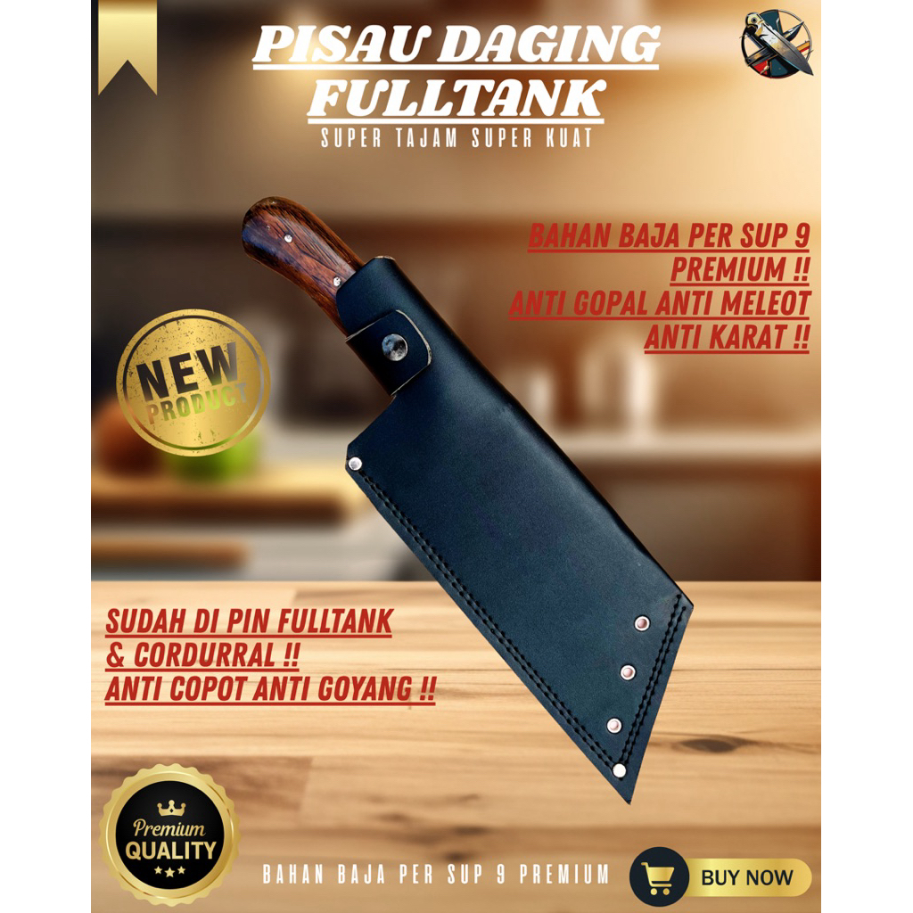 [BILAH_PISAU] PISAU DAGING FULLTANK PISAU BAJA SUPER TAJAM 20cm Bahan Baja Per SUP9 Asli Original