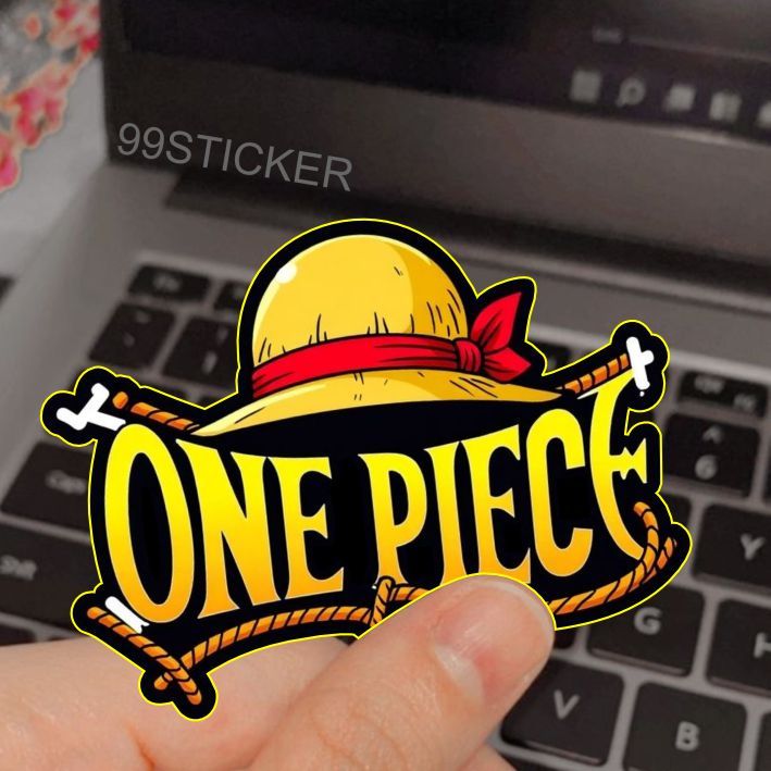 

B17, stiker logo one piece, anime one piece, logo luffi, one piece, stiker timbul