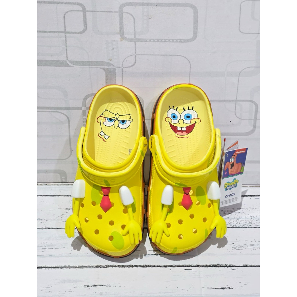 Sandal Crocs Spongebob Yellow Anak Dewasa Remaja Laki-Laki Cowok Pria