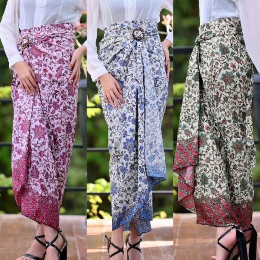 Kain Lilit Batik Bawahan Kebaya Wanita / Rok Lilit Batik Aneka Motif Tanjung Biru Dan Aneka Motif La