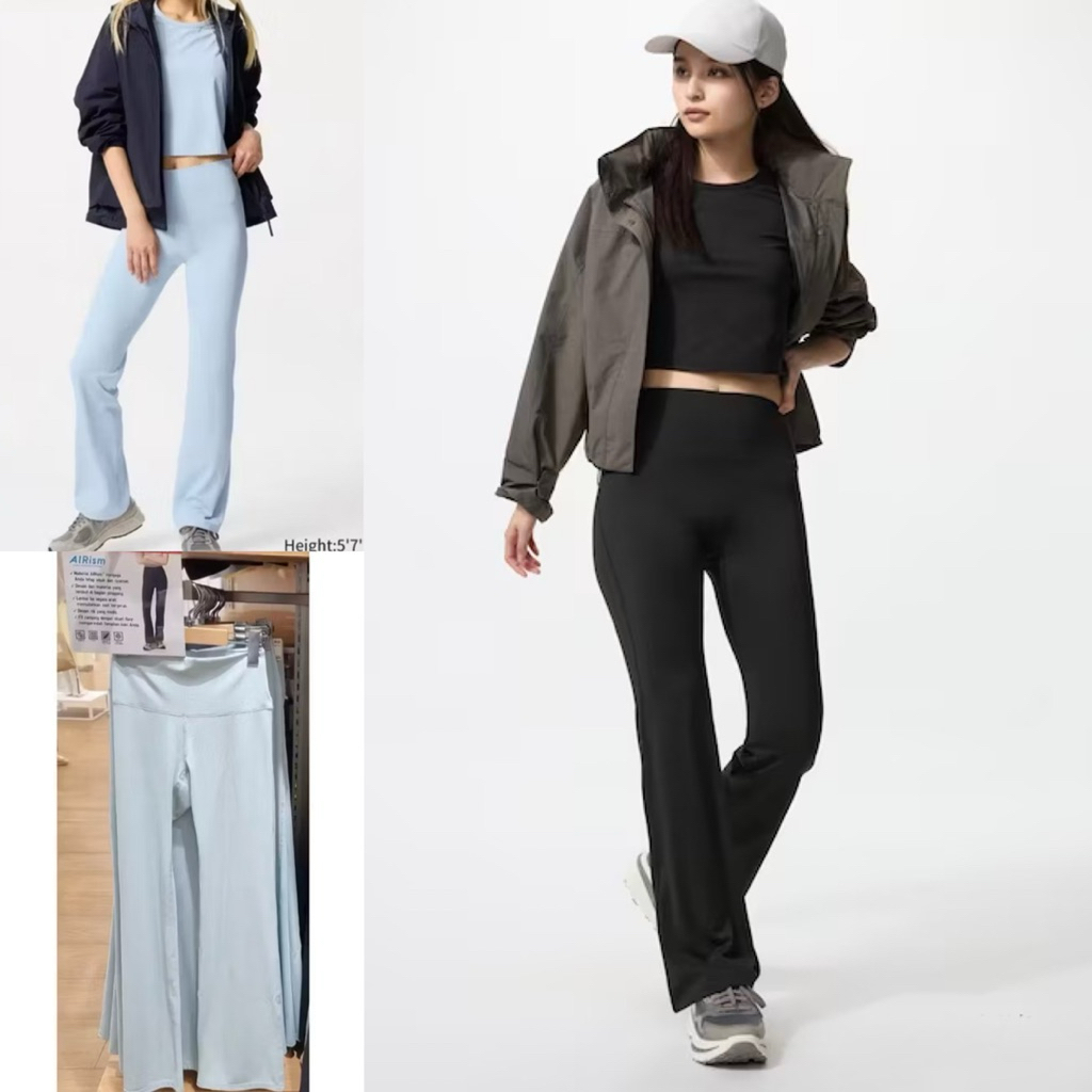 [SALE] Uniqlo Original Flare Airsm Soft Ribbed Flare Leggings (UV Protection) Pilates Yoga Pants