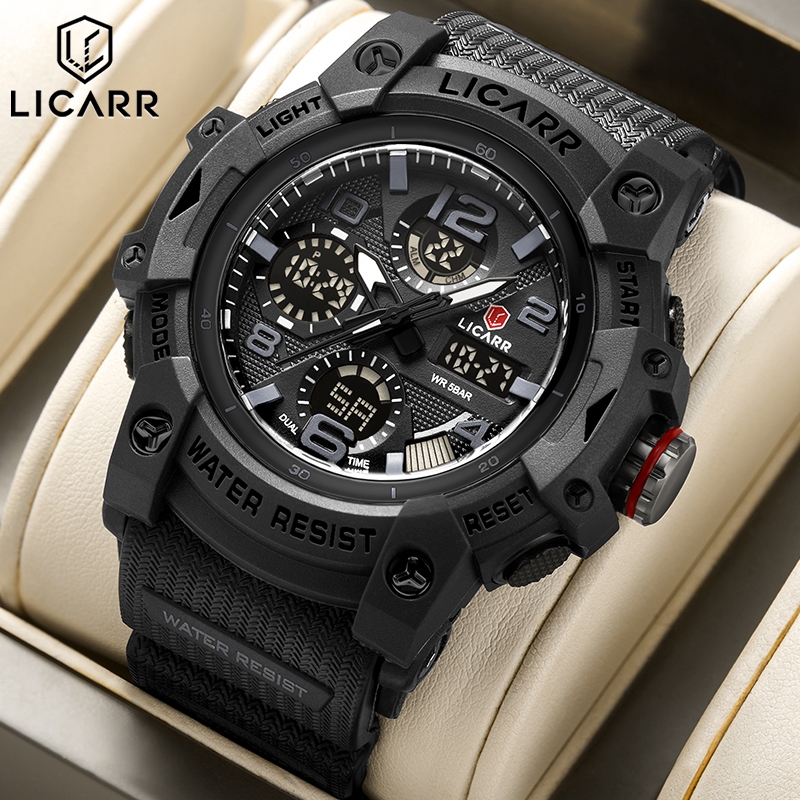 LICARR  Jam Tangan Pria Multifungsi Kuarsa KerenJam Tangan Pria Sport Digital Tahan Air  Multifungsi