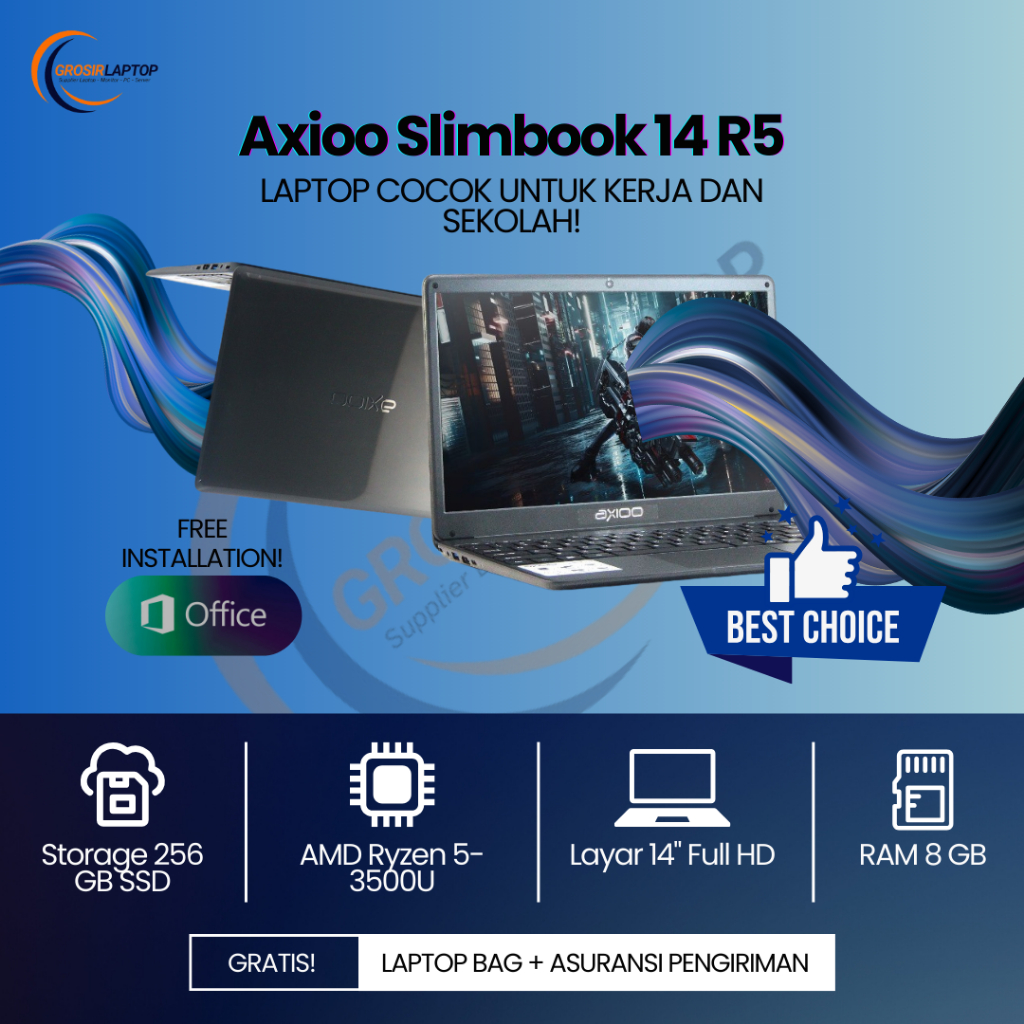 SALE Laptop Axioo Slimbook 14 Ryzen 5 - 3500u Ram 8gb Ssd 256gb 14" - Laptop Pelajar