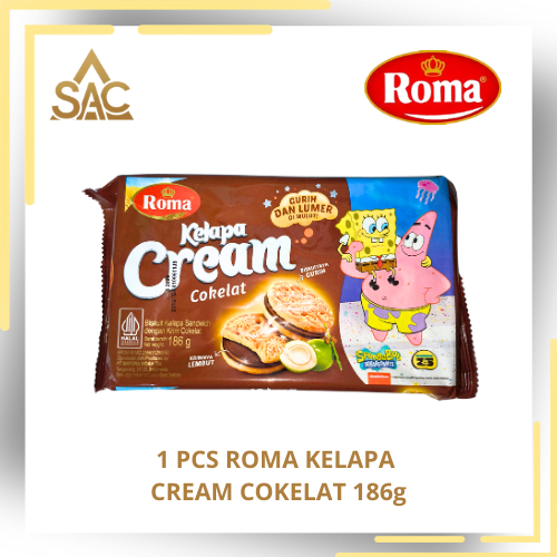 

Biskuit Roma Kelapa Cream Cokelat 186g – Renyah Gurih Isi Krim Cokelat