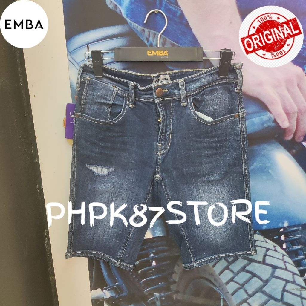 celana pendek pria jeans Emba denim Original