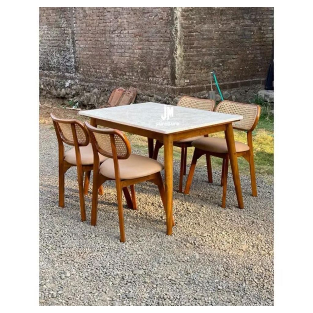 Set Meja Cafe Murah Kayu Jati 120cm x 80cm