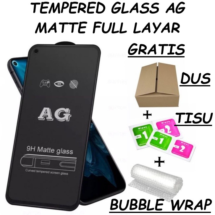 TEMPERED GLASS AG MATTE VIVO Y1S Y91 Y91C Y93 Y95 ANTI MINYAK/ANTI GLARE FULL COVER SCREEN LAYAR