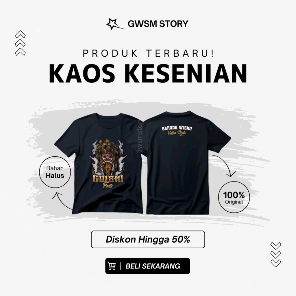 Kaos GWSM Versi Rangda T-Shirt Merchandise Garuda Wisnu Satria Muda Atasan Anak dan Dewasa