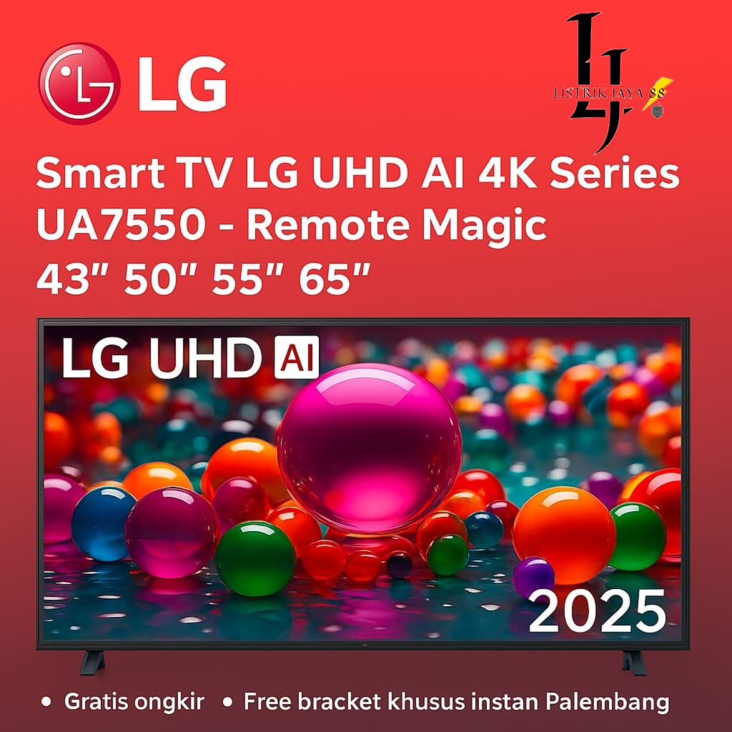 TV LED LG Smart tv UHD AI 4K 43" - 50" - 55" - 65" Series UA7550 2025 dan Garansi Resmi