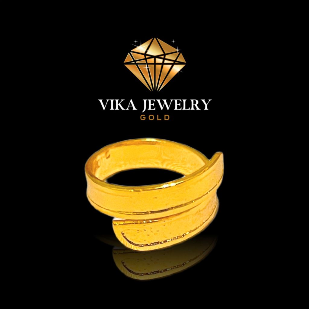 Cincin Emas Replika Vika Jewelry Gold Sleek Wrap Cincin Fashion Pria Wanita Premium