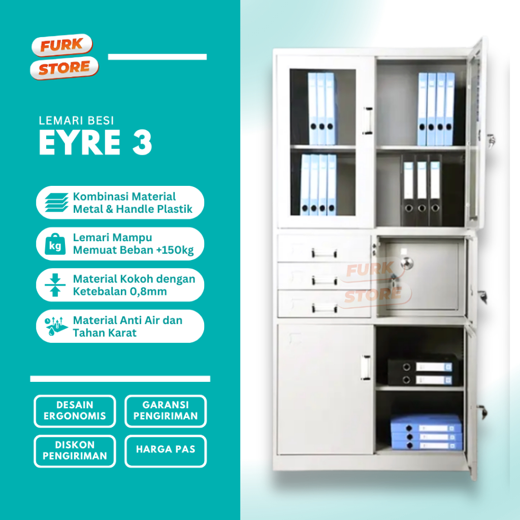 Lemari Besi Kantor EYRE 03 – lemari besi dokumen kaca | lemari besi kaca | lemari file kantor