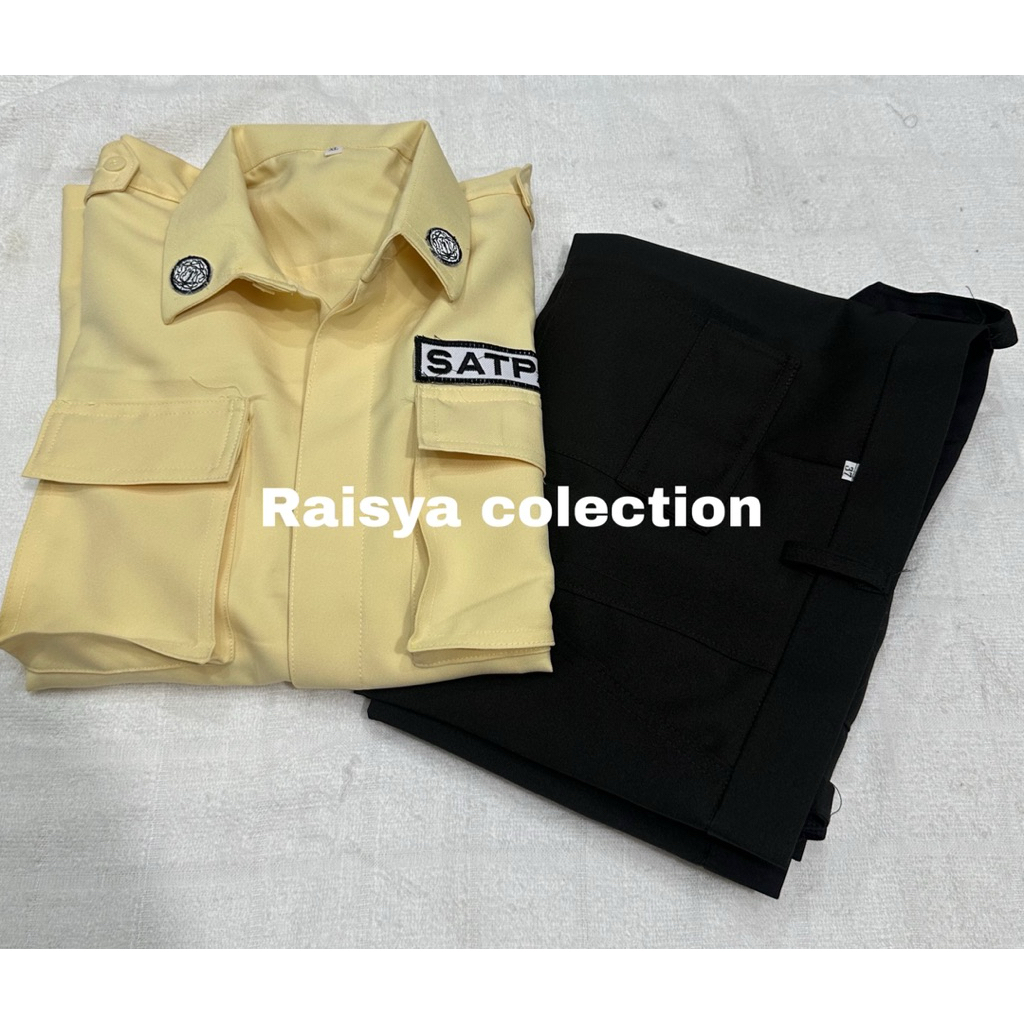 baju pdl satpam bahan gaia / baju pdl krem satpam bahan gaia