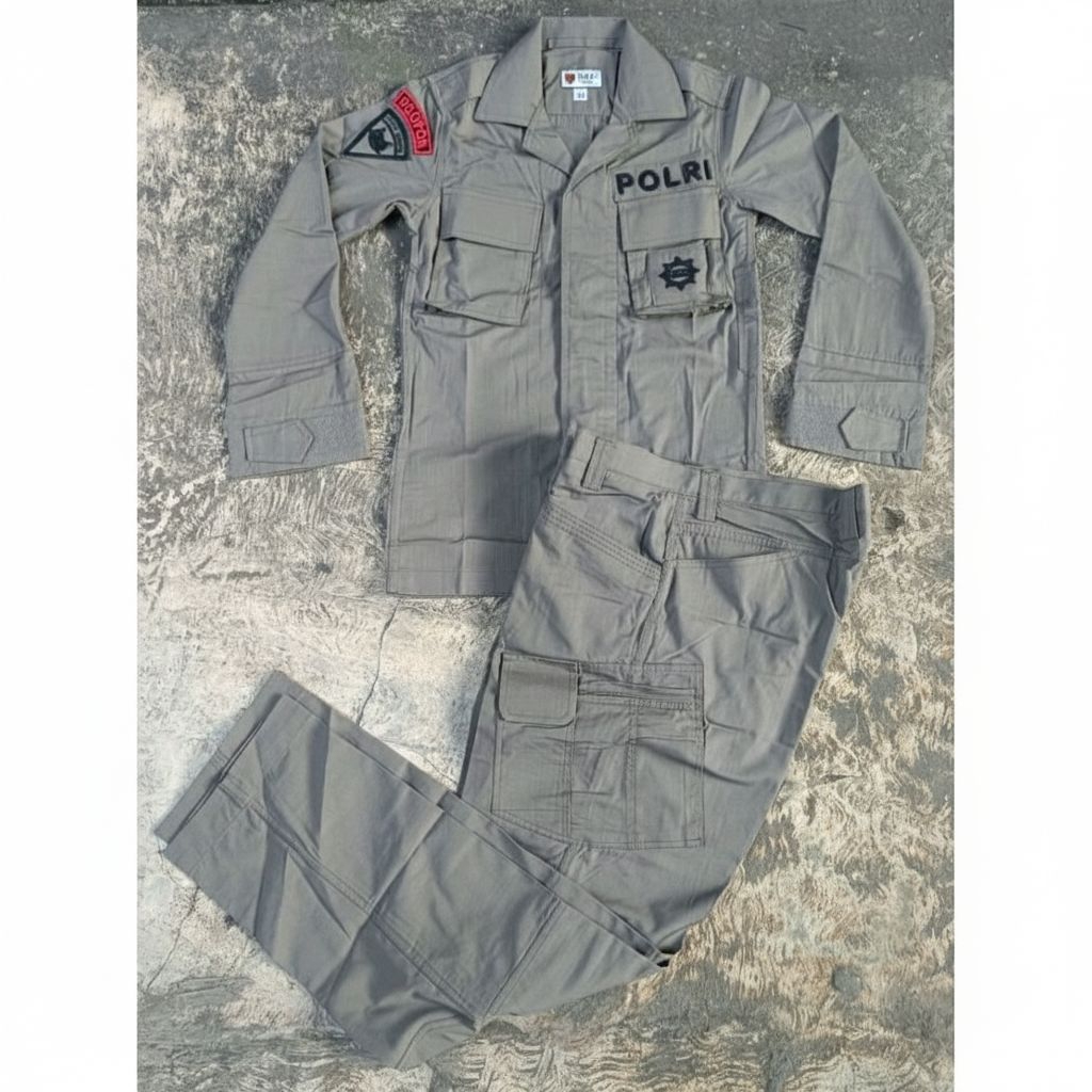 Seragam PDL Tactical Hijau Brimob kotak Bahan Ripstok Jatah