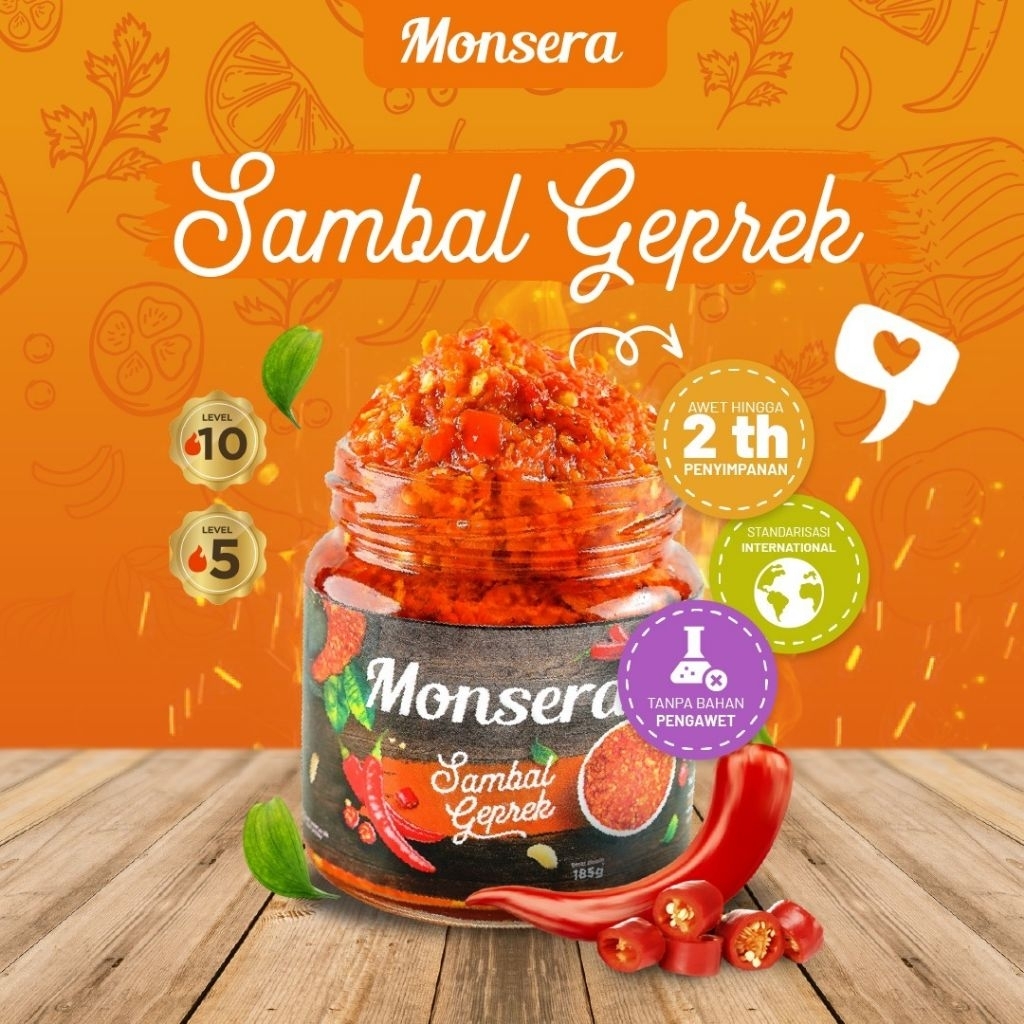 

Sambal Geprek khas Monsera ~ Temam Makan Setia. Tersedia dalam dua ukuran dan dua level kepedasan berbeda.