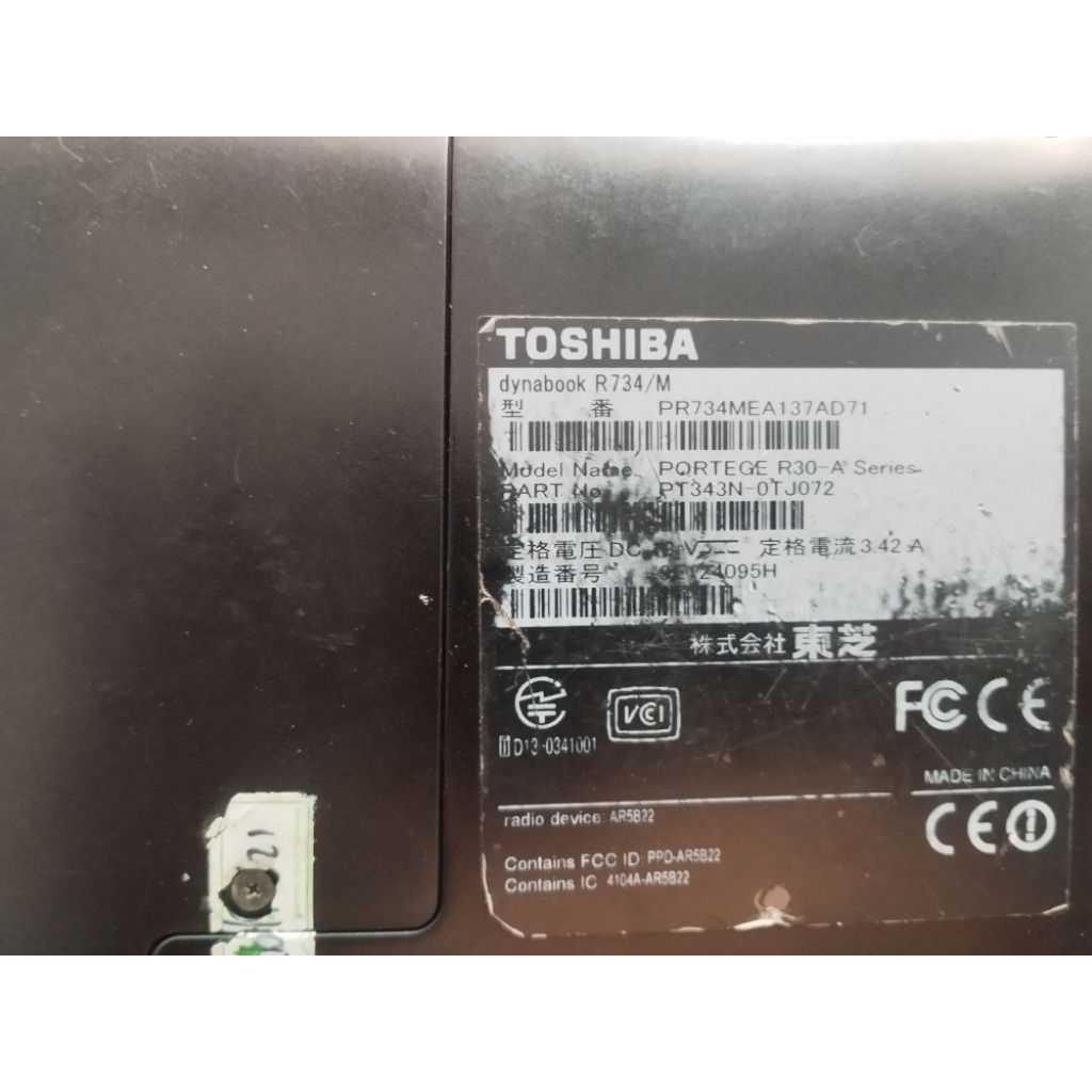 Mobo Mainboard toshiba dynabook R734 intel core i3 gen 4