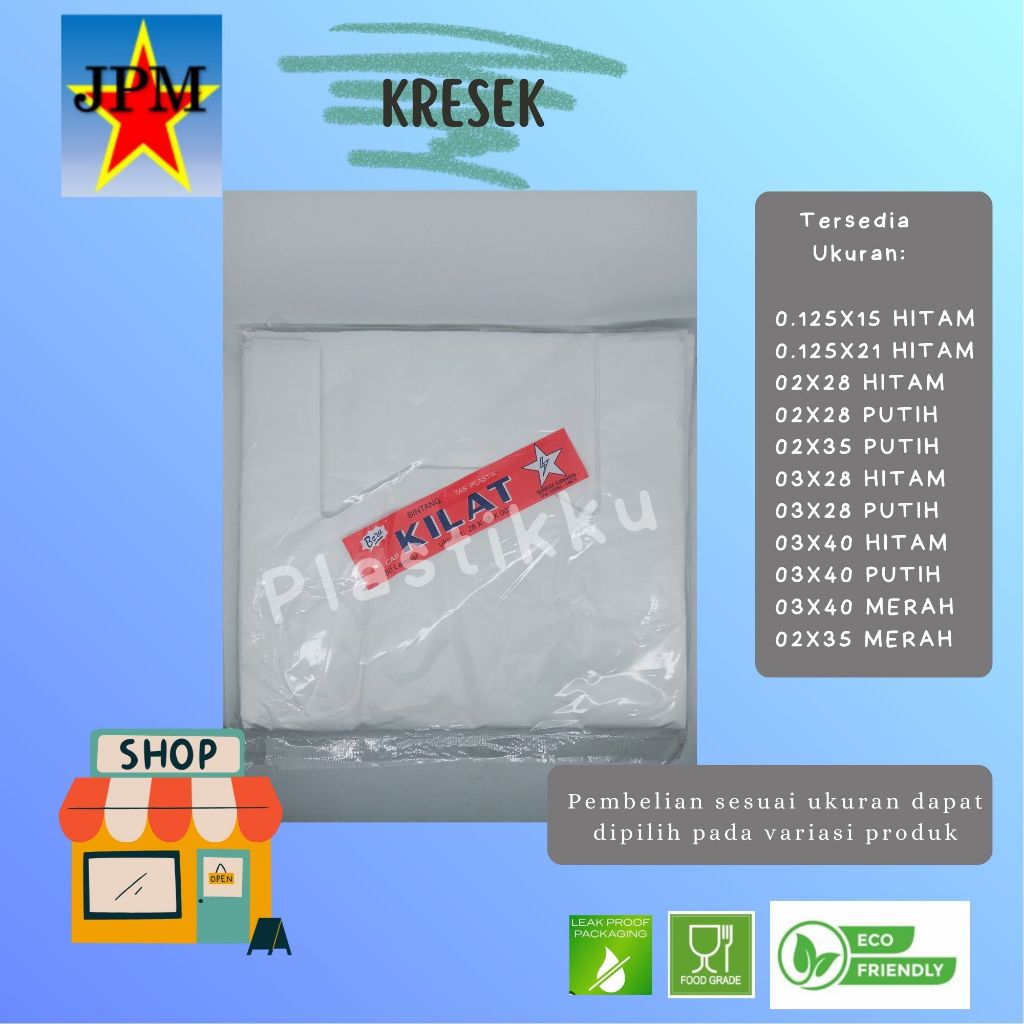 Kantong Kresek Putih Hitam Merah Merk Bintang Kilat  / Kantong Kresek Putih  / Kantong Kresek Putih 