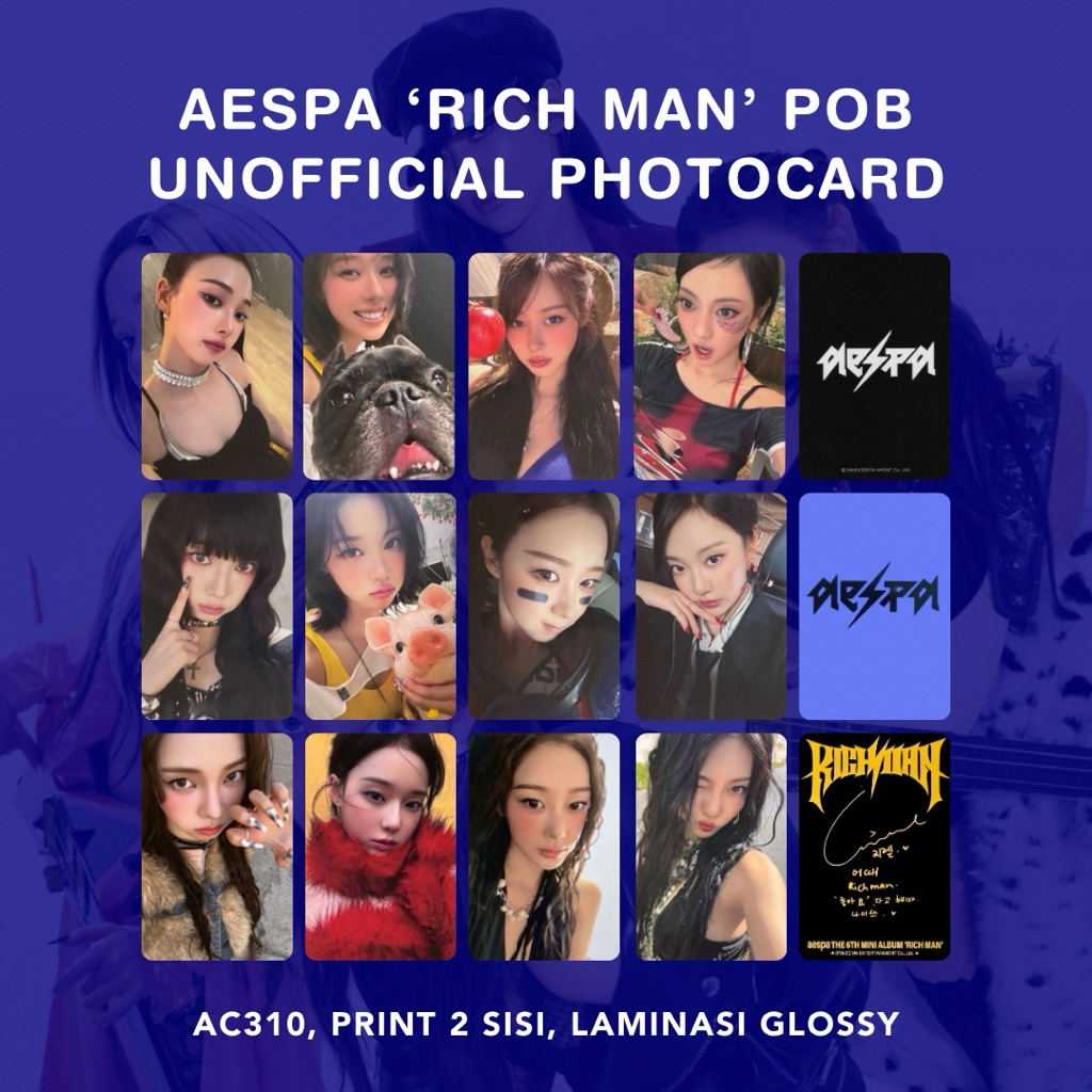 POB AESPA ‘RICH MAN’ Unofficial Photocard Karina Winter Giselle Ningning Burst Ver. Energy Ver. Ktow