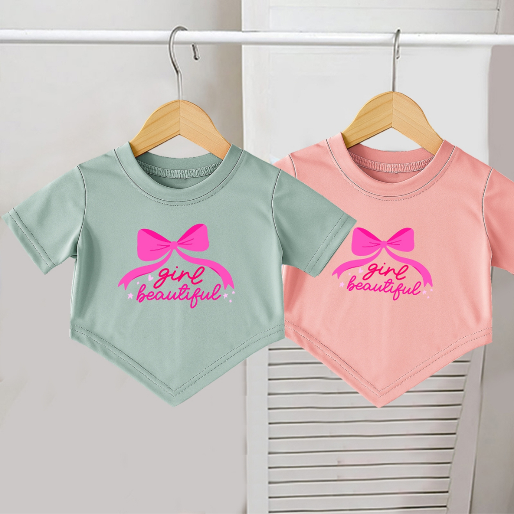 Baju Anak Perempuan Pita Korea Usia 1-12 Tahun Kaos Anak Cewek Lucu