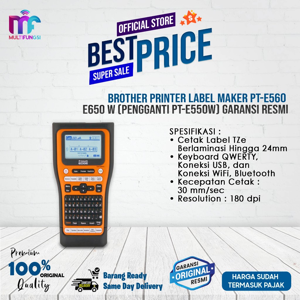 Brother Printer Label / Label Maker PT-E560 / E650 W (Pengganti PT-E550W) Garansi Resmi