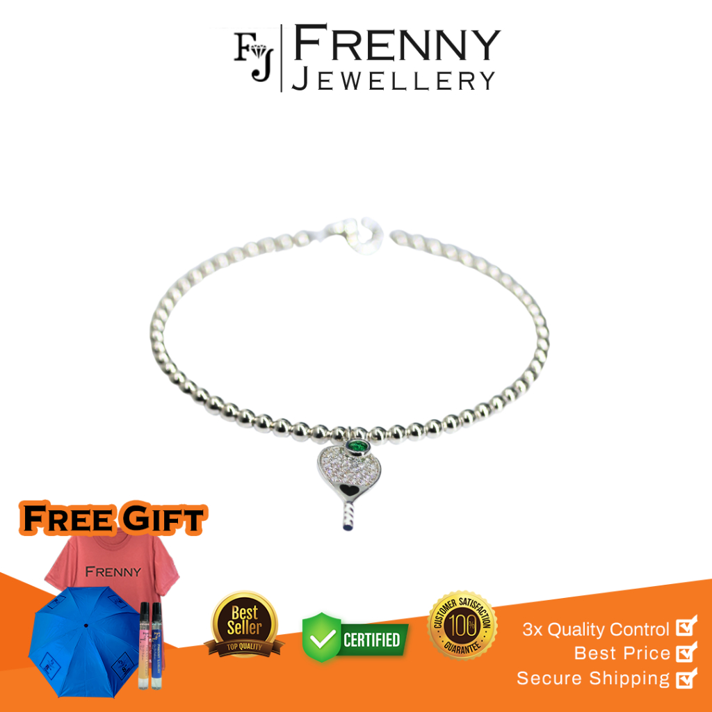 Gelang Emas White Gold Padel Mata Hijau 17K Frenny Jewellery