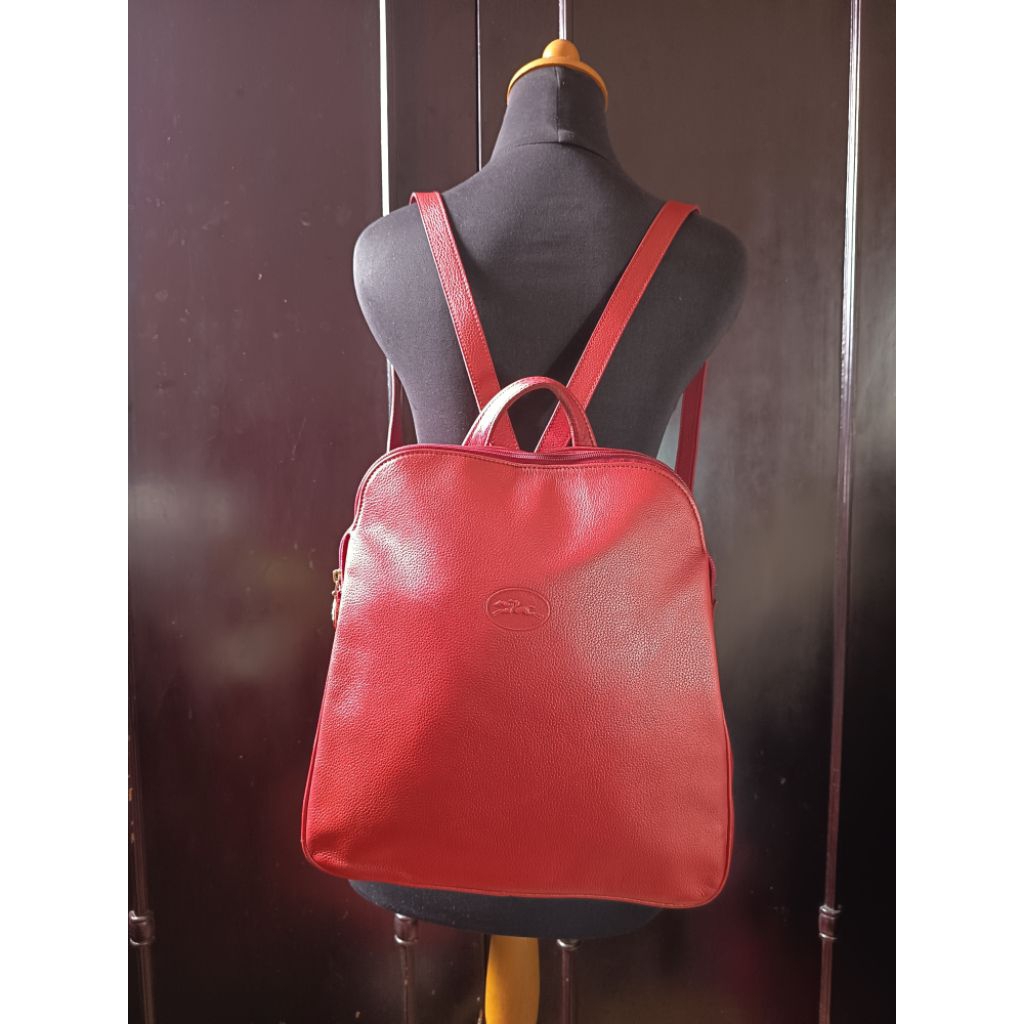 Backpack / Tas Ransel Ukuran Sedang Kulit Asli Red Genuine Leather Preloved/second