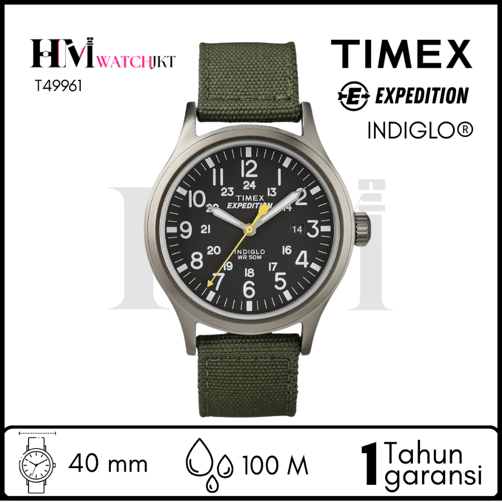 TIMEX T49961 Expedition Scout Jam Tangan Pria Original Analog Quartz Kanvas