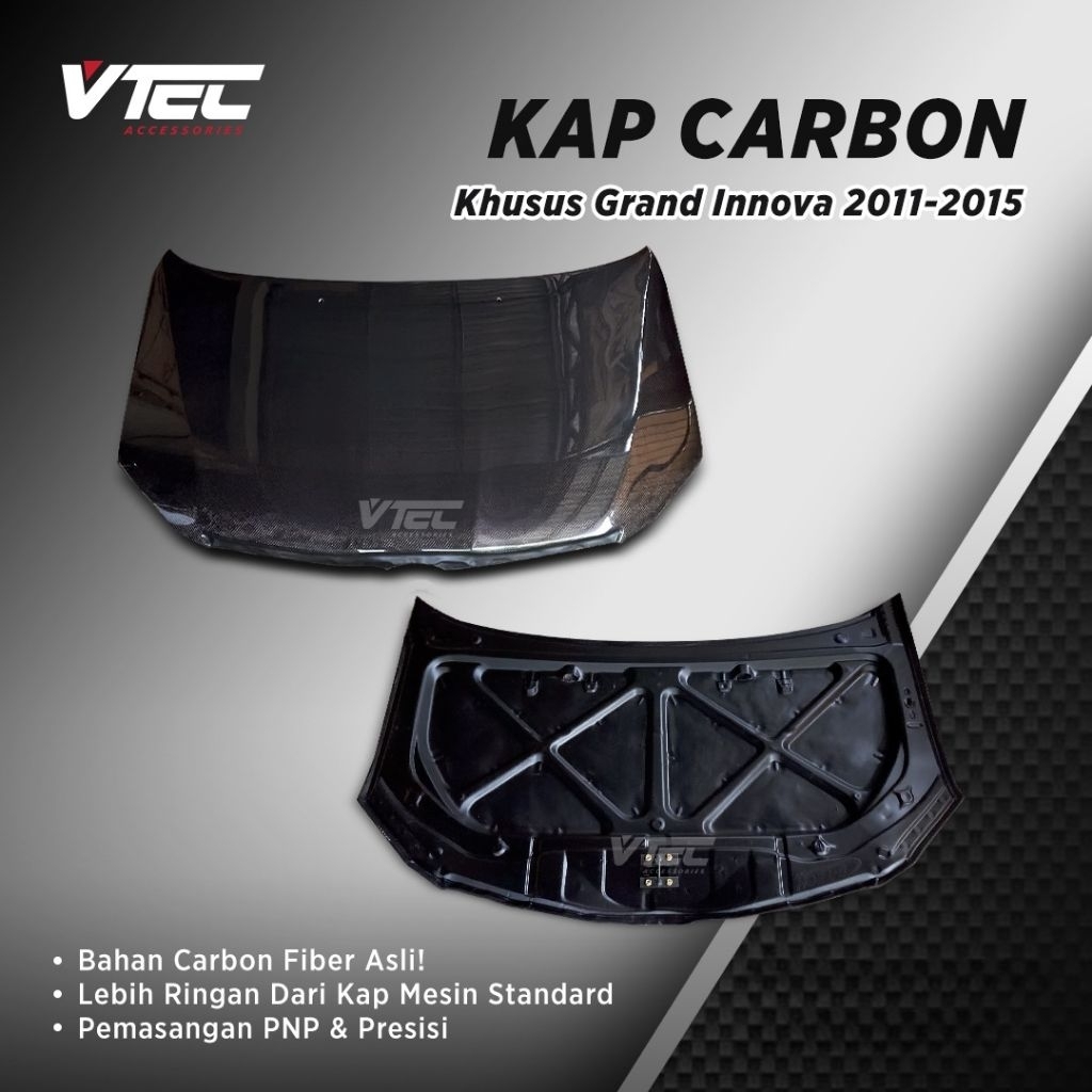 Kap Mesin Carbon Grand Innova Carbon Fiber