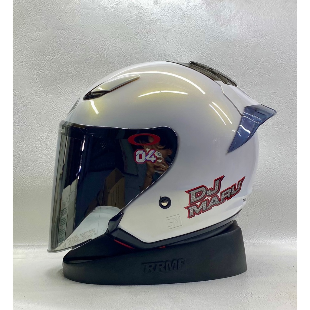 HELM KYT DJ MARU SOLID WHITE PAKET GANTENG / HELM HALF FACE DJ MARU SINGLE VISOR