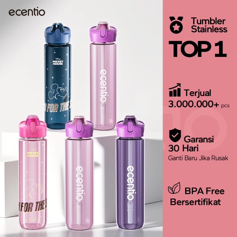 ecentio botol minum Disney Micky 1000ml Portable Botol air Anak Sport 1 Liter