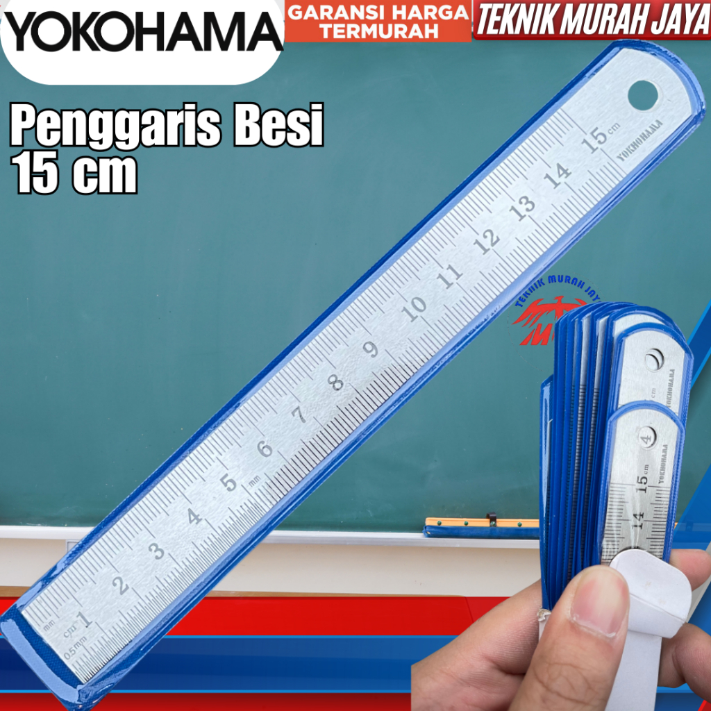 

YOKOHAMA Penggaris Besi Stainless Steel 15 cm Ruler Penggarisan Sekolah Anak Prakarya Belajar