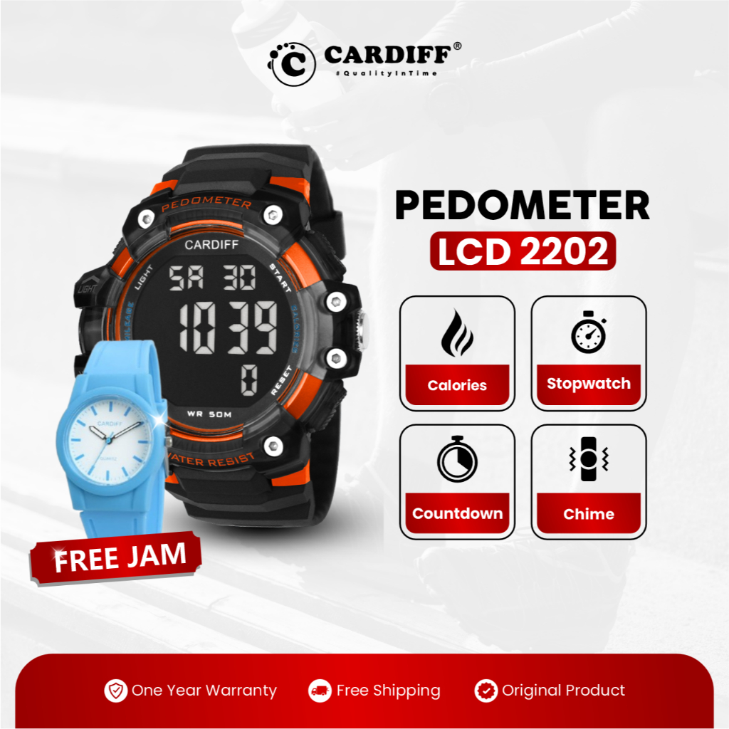 CARDIFF Pedometer 2202 Jam Tangan Sport Water Resistant