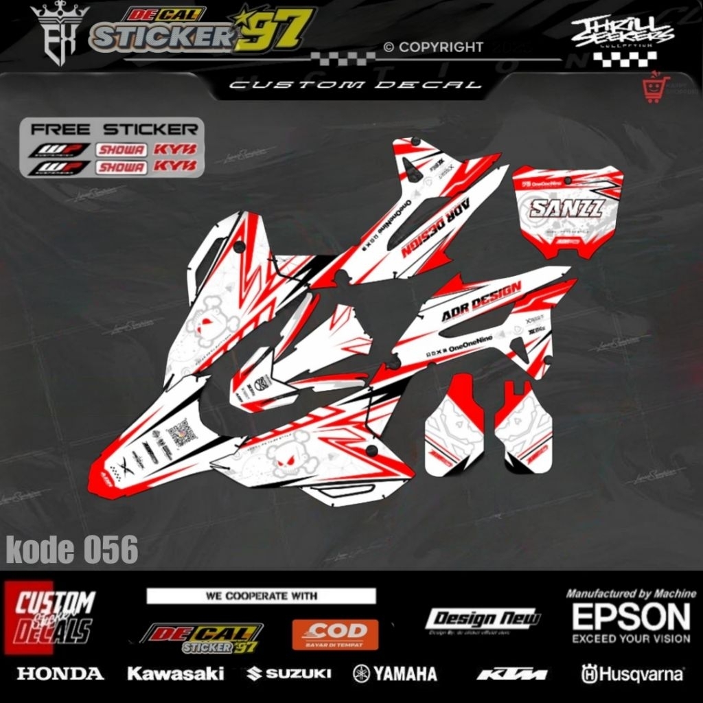 decal Sticker  crf 450 ,crf 150 ,wr,gordons,klx bf, dyx desain TERBARU 2025